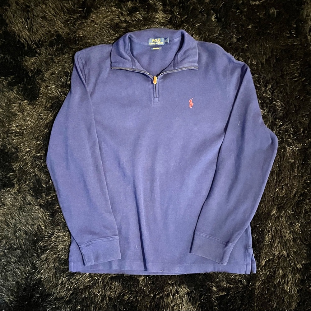 VINTAGE Polo Ralph Lauren Navy Quarter-Zip | Size Medium